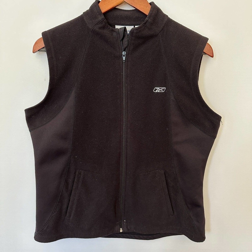 Reebok Womens Full Zip Activewear Black Vest Ladies Large Vintage Sleeveless